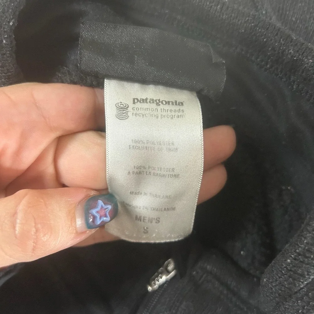 Patagonia Sweater Mens Small Black Better Sweater 1/4 Zip Fleece Logo Pullover